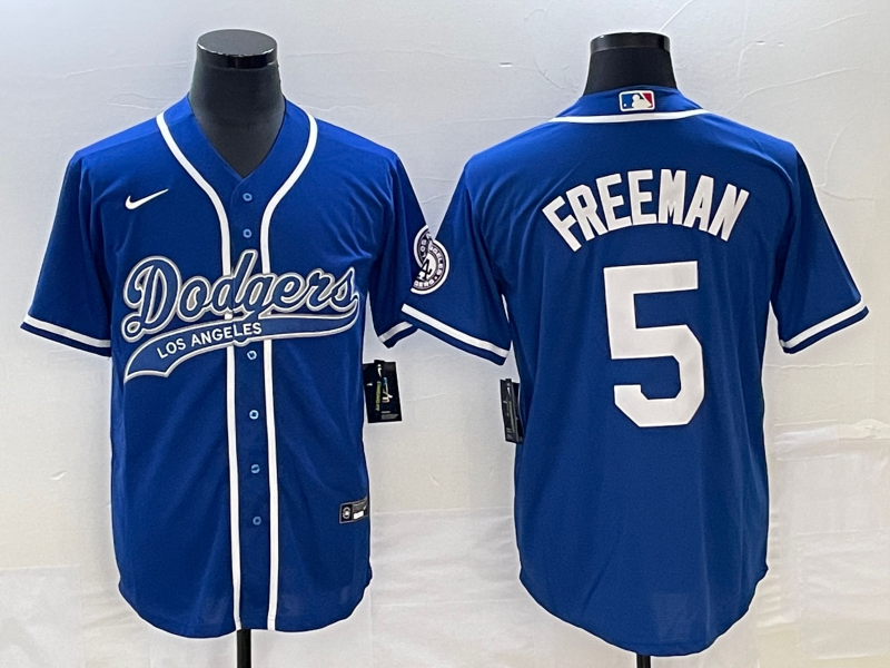 Men's Los Angeles Dodgers Freddie Freeman #5 Royal Jersey Joint Edition
